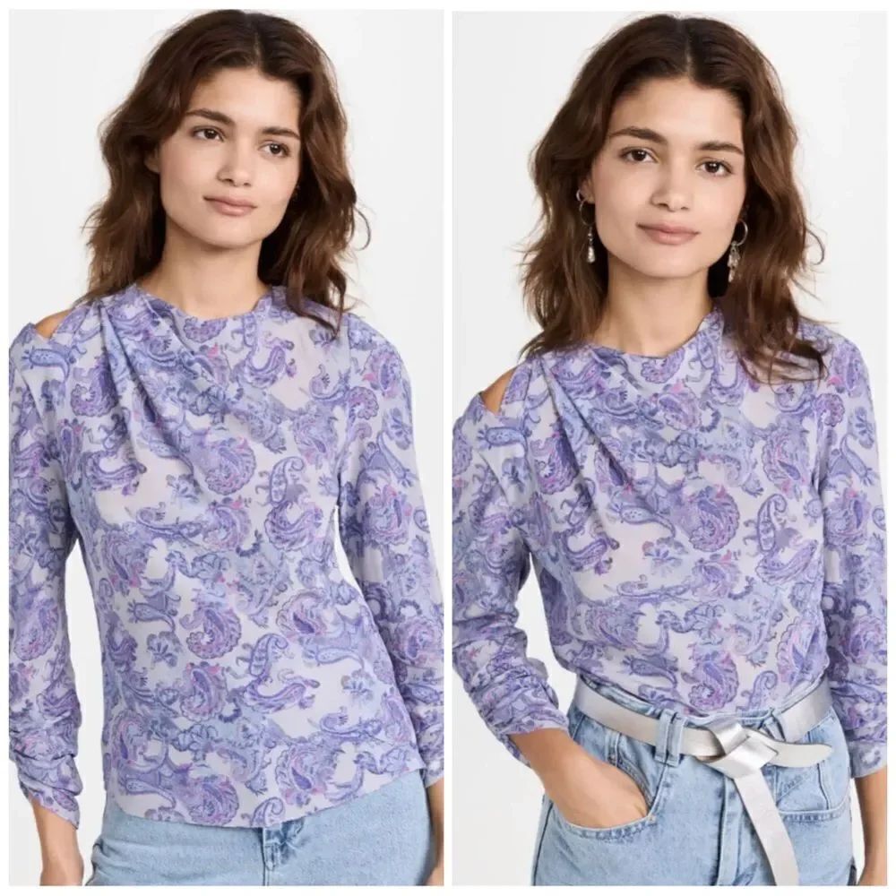 Isabel Marant Torence Paisley Silk Cut-Out Top size 38/ us size 6